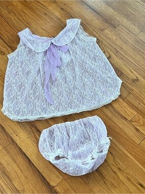 Vintage Lavender Lace Two-Piece Top & Bloomers